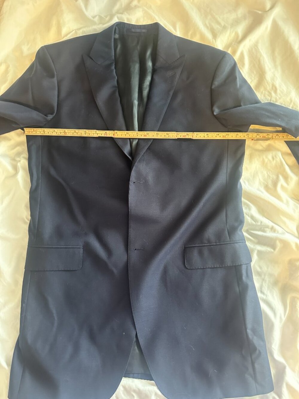 Mens Wool Blazer Navy Minimalist Classic Tailored Jacket L Old Money Quiet - Picture 6 of 8